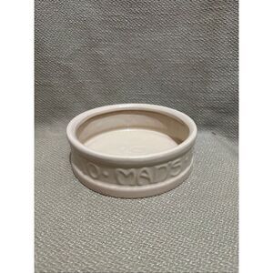 Vintage McCoy Pottery Cream Color Dog Dish Bowl To Man's Best Friend His Dog NEW